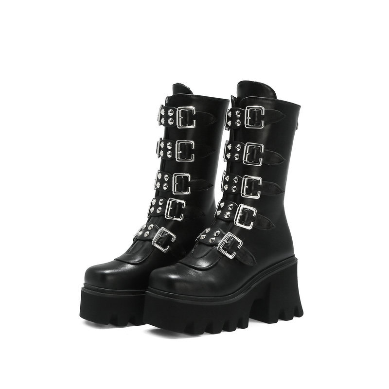 Punk Rock Platform Boots for Women - High Heel, Thick Sole, Rear Zipper, Large hot Sizes, Stage Performance