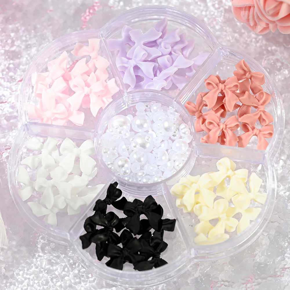 1BOX 3D Bow Nail Art Charm Parts Resin Hybrid Bow Design Nail Art Decoration Used for Handmade Jewelry Decoration DIY Accessories W240829