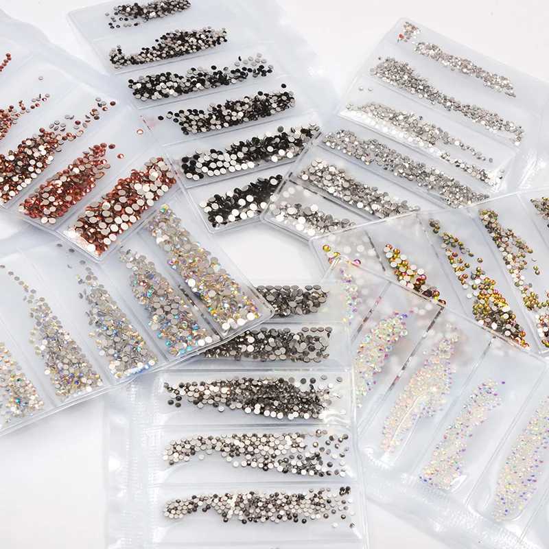 Mixed size SS3-SS10 1440PCS nail art Rhinestone crystal color flat back without repair stone diamonds for 3D nail decoration W240829