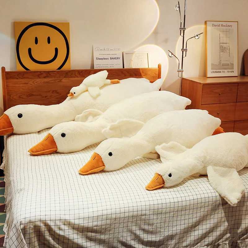 190/160/130CM Big Fluffy Duck Plush Big White Goose Swan Throwing Plush Soft Doll Animal Pillow Hugging Sleeping on Bed Childrens Toys W240827