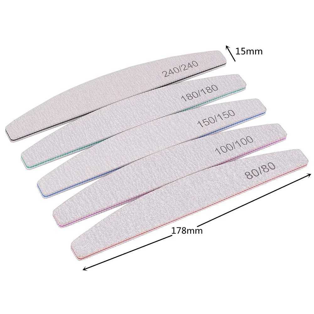 1 piece of professional nail file 100/180 sandpaper sturdy and thick nail file frosted half moon lime nail accessories and tools W240829