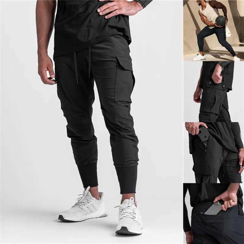 Y2K Techwear mens gym jogging black pants mens sports pants casual goods mens tight pants W240829