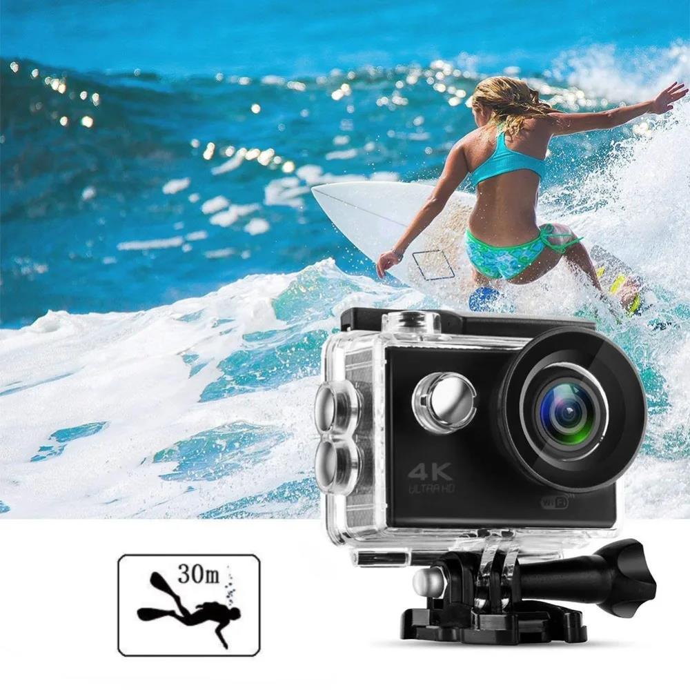 4K Action Camera Ultra HD Portable 30fps/170D Underwater Helmet Waterproof 2.0-inch Screen WiFi Remote Control Sports Video Helmet Recording Sport Cam