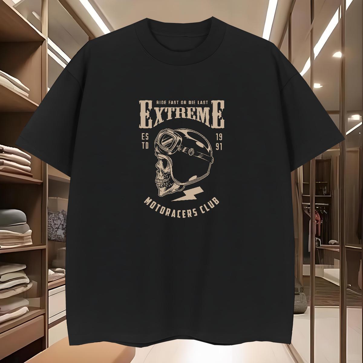 Loose T Shirts Men 230g Cotton skull Summer Casual Custom Print Oversized Breathable Short Sleeve Couples T Shirts Brand Tee Shirt