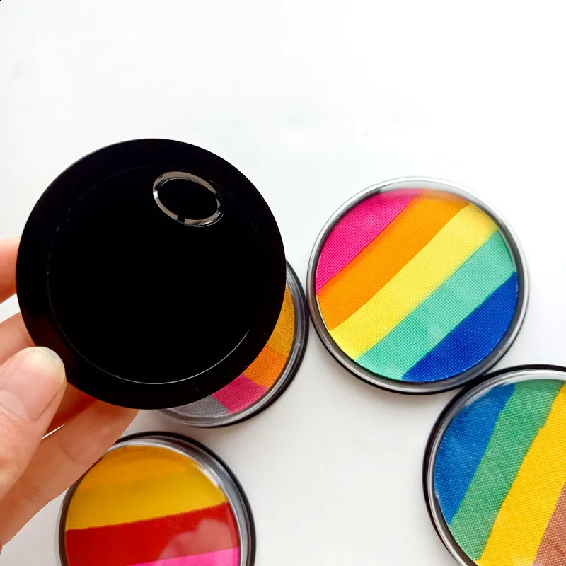 Fluorescent face painting rainbow split cake water activates eyeliner Halloween party fancy dress beauty makeup tool 240829