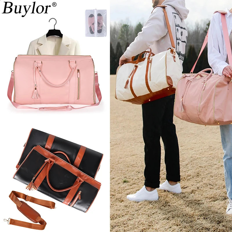 Buylor Foldable Suitbag Waterproof Clothing Handbag Large Capacity Travel Womens Outdoor Fitness Bag Gym 240910