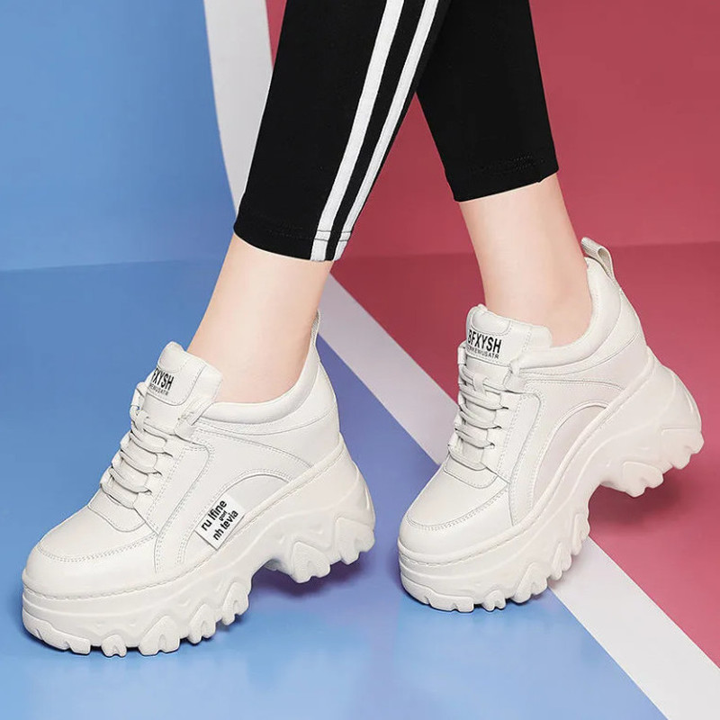 Increase Internal Chunky Women New Comfortable Platform Female Casual Vulcanized Shoes Fashion High Heel Woman Sneakers 1395