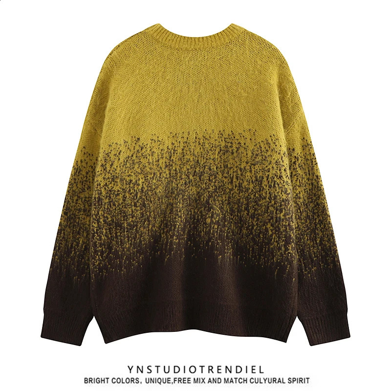 Mens Womens Autumn Winter Jacquard Street Clothing Loose Waist Hips Oversized Pullover Sweater Couple Knitted Top 240829