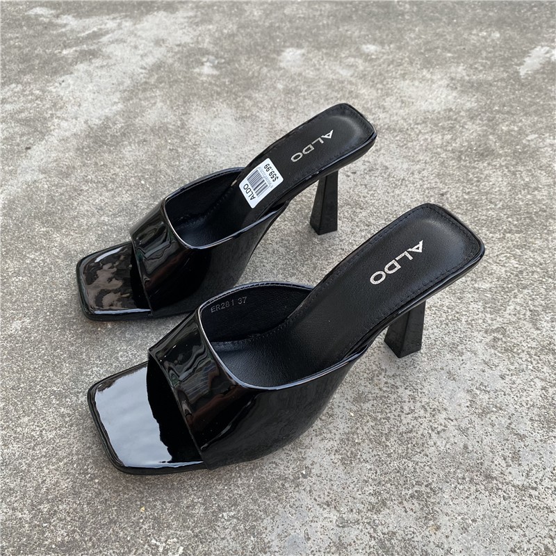New Shoes European and American Fashion Square Head Thin High Heel Sexy Slippers Women atos De Mujer 2025