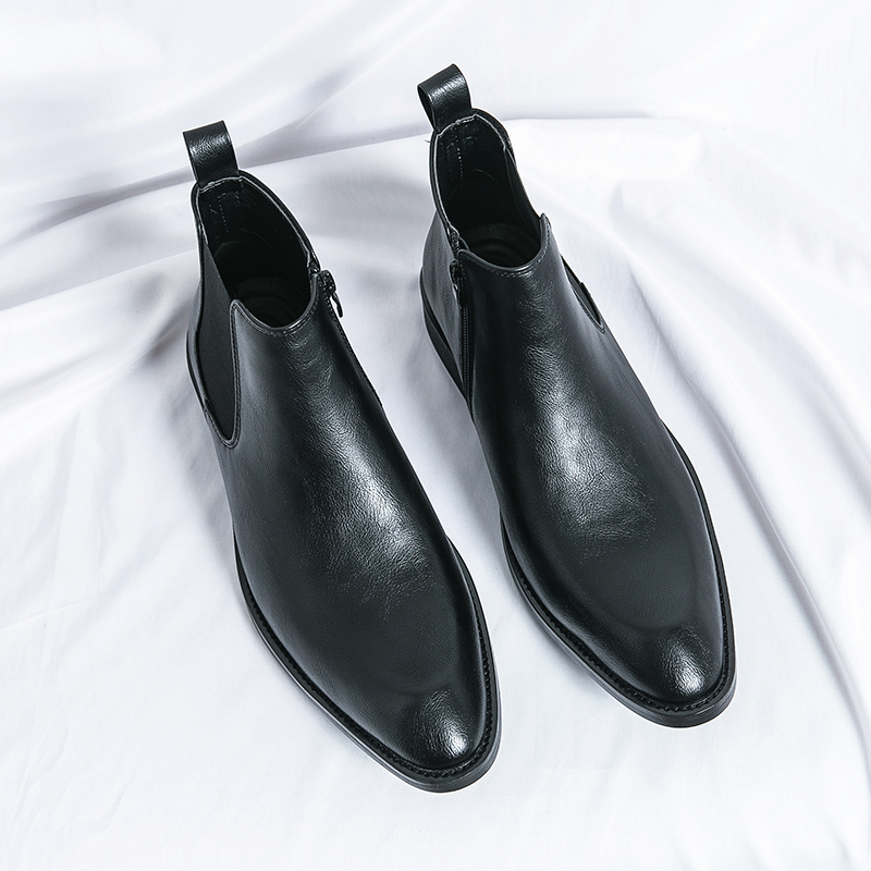 British Style Chelsea Boots for Men Casual Slip on Ankel Boots Business Dress Leisure Walk Shoes Split Leather Male Basic Boots