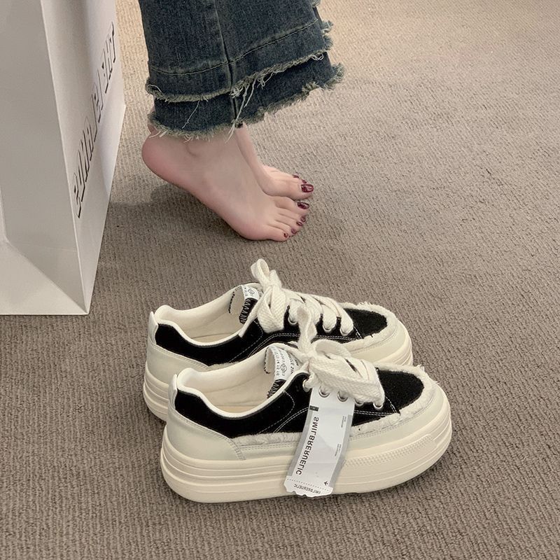 Women's versatile Korean style thick soled canvas shoes casual board shoes