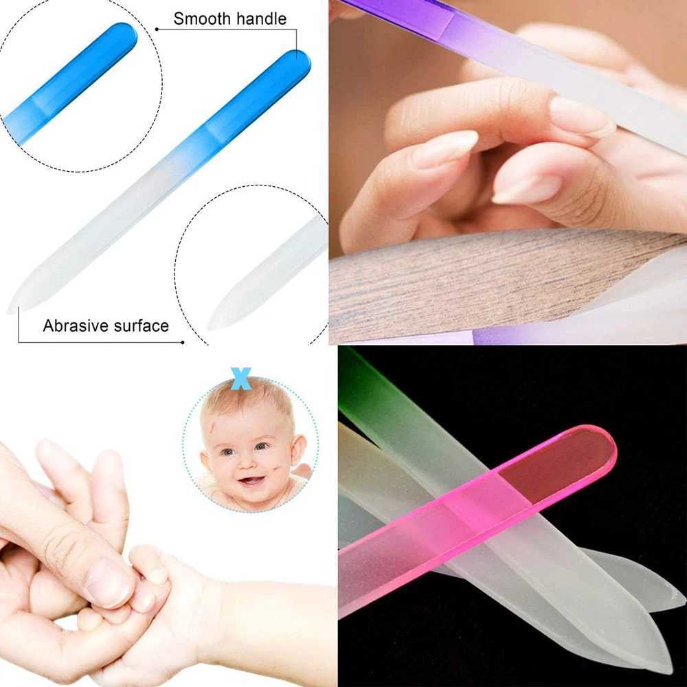 5 glass nail files for natural nails finger files double-sided Ombre etched travel files professional manual nail tools* W240829
