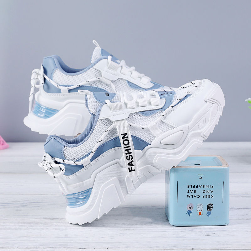 Women's breathable thick sole height increasing mesh casual sports shoes