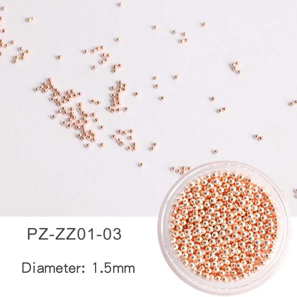 1 can of 1/1.5/2/3mm nail art metal beads rose gold/silver/black/white stainless steel balls small micro caviar decorative nail beads W240829