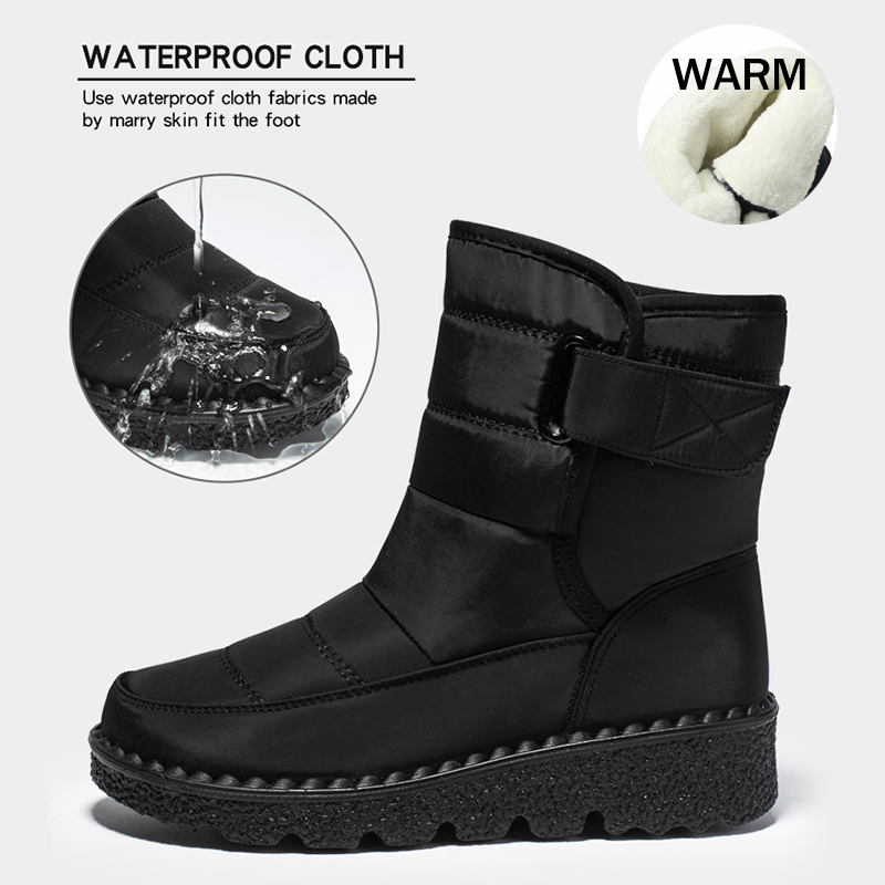 Plush Thicken Snow for Women Keep Warm Waterproof Winter Boots Woman Comfortable Non-Slip Ankle Botas Cotton Shoes Size 44 0c8b Comtable