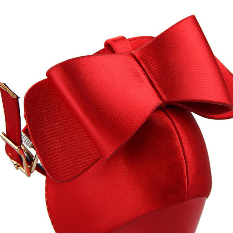 BIGTREE Bow Woman Pumps Silk High Stiletto Red Wedding Shoes Heels Women Sandals 8cm and 10cm