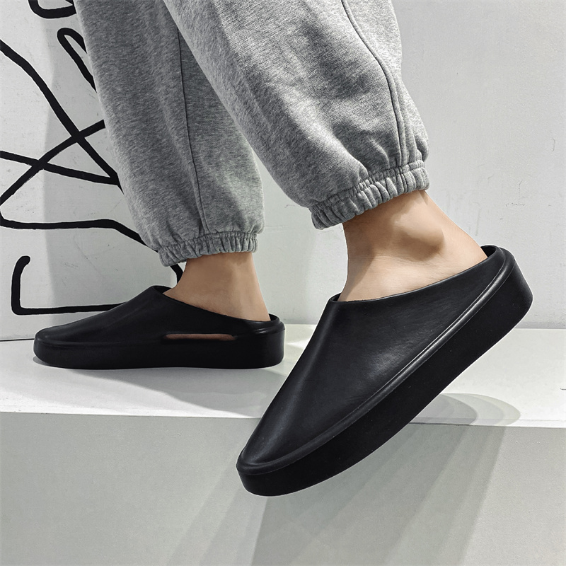 Mens Shoes Waterproof Summer Half Shoes For Men Slippers Fashion Sandals Beach Shoes Soft Bottom Slides Anti-Slip Flip-flops Man