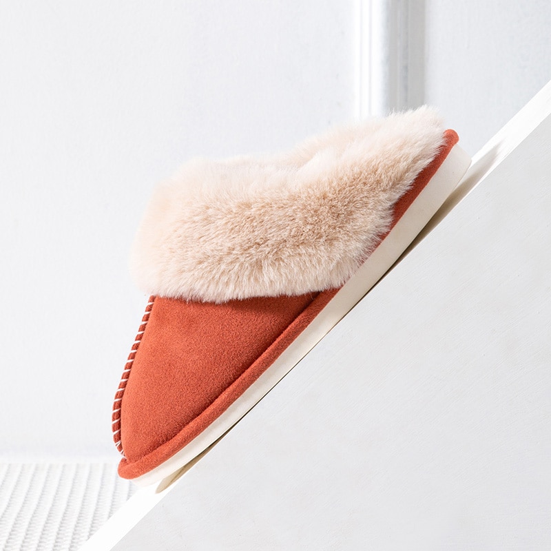 Feslishoet Women Plush Warm Home Flat Slippers Soft Comfortable Winter Cotton Shoes Indoor Plush Slippers