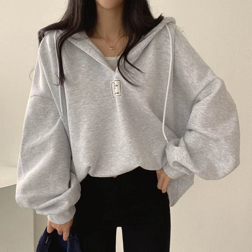 BF style loose womens hooded jacket with bat sleeves zipper top autumn full matching fashionable sportswear 240827