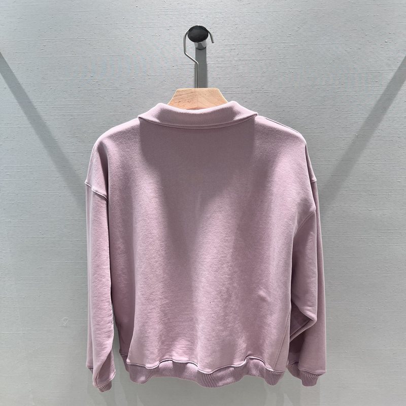 24 AutumnWinter Half Zipper Collar Old Patch Inlaid Loose Long Sleeve Sweater Jacket Black Pink 240827