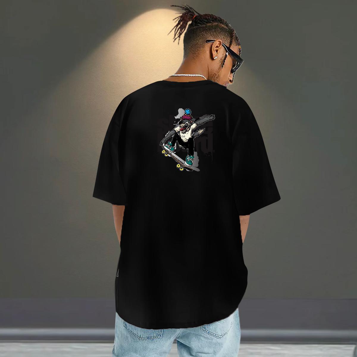 Loose Fit T shirt 100% Cotton 230g letter Casual Cartoon Print Breathable Mens Tshirts Custom Polos