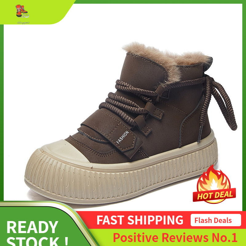 Ddmysports Winter Plush Igh Top White New Korean Edition Ins Female Students Thick Soled Board Trendy Casual Shoes XT OUTDOOR