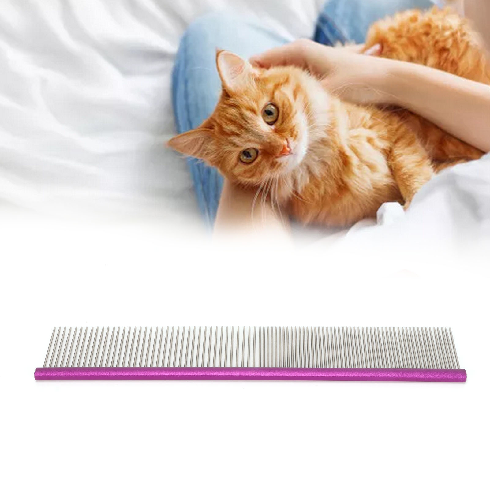 Pet Hair Removal Comb Stainless Steel Pet Grooming Comb Gently Removes Loose Knotted Hair Dog Cat Cleaning Beauty Tools