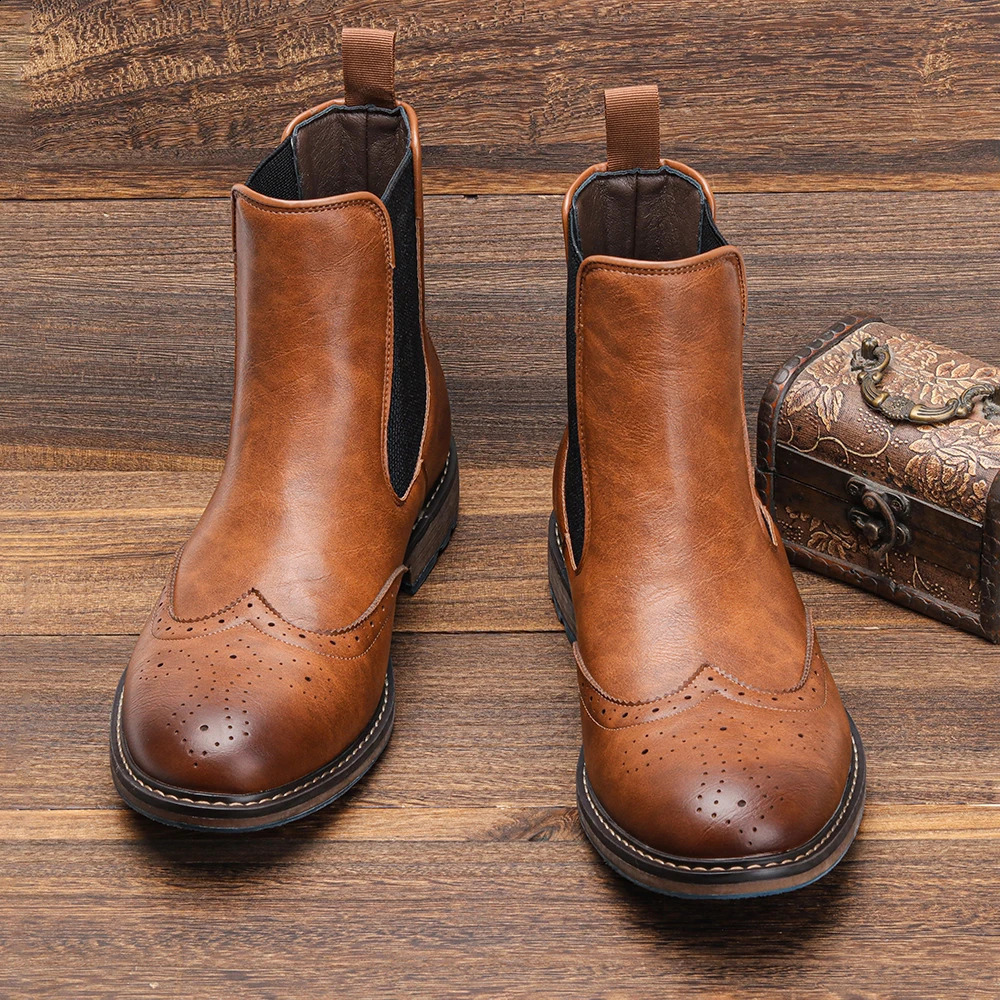 Size 7-13 Brogue Men Classical American Style Leather Boots #Al667 240929