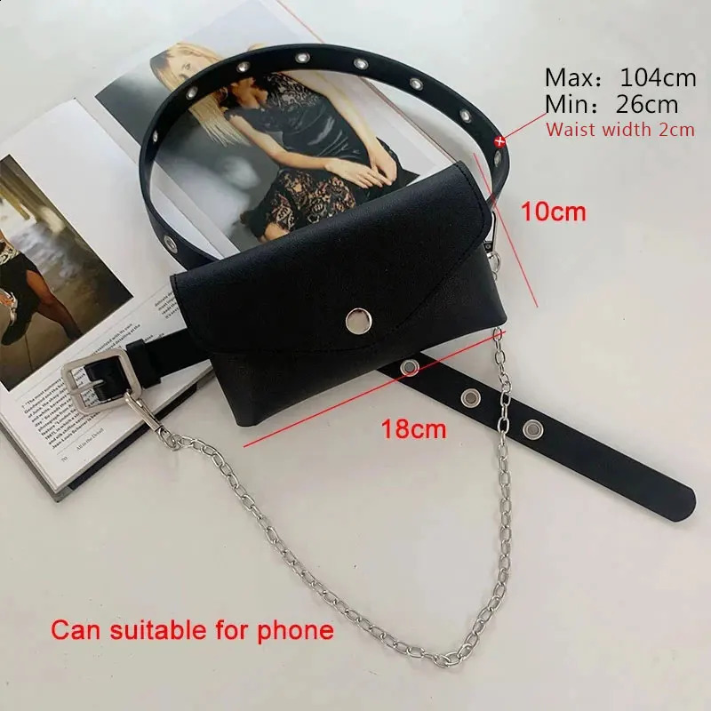Women Fashion Waist Pack PU Fanny Simple Womens Gift Belt Bag Phone Chain Bags For Lady Casual Female Purse Black 240830Z