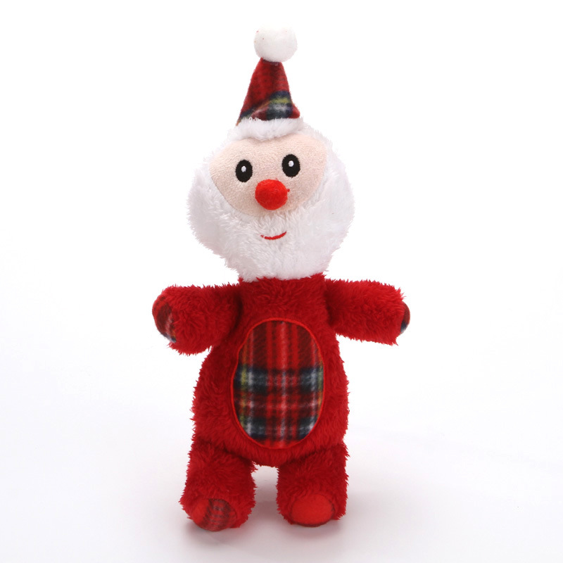 New Christmas Pet Vocal Stuffed Plush Toy Molar Bite-resistant Cute Cartoon Dog Toys Interesting Fleece Durable Chewing