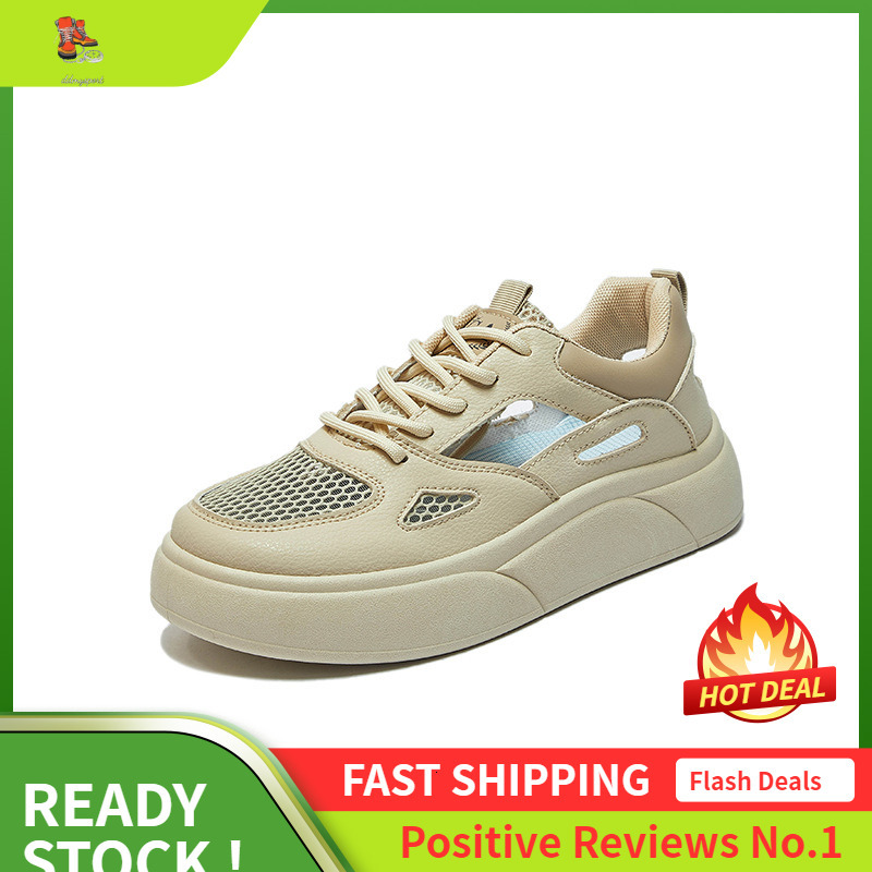 Ddmysports Summer White New Korean Edition Ins Female Students Eight Increasing Breathable Sports Board Trendy Casual Shoes S OUTDOOR