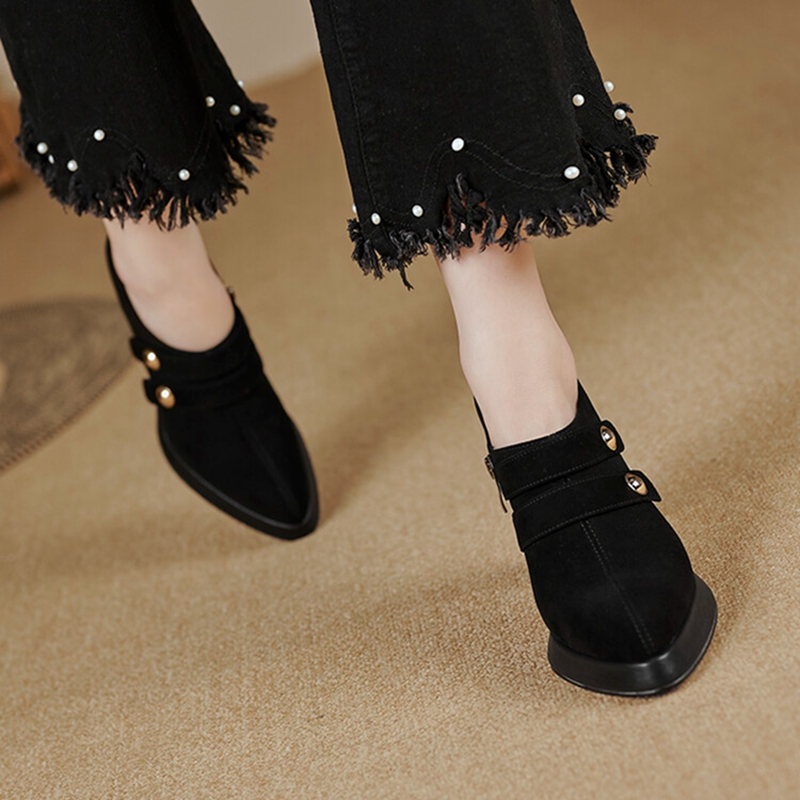 Spring NEW Sheep Suede Leather New for Pointed Toe Super Women Pumps Slip-on High Heel Shoes f7e0