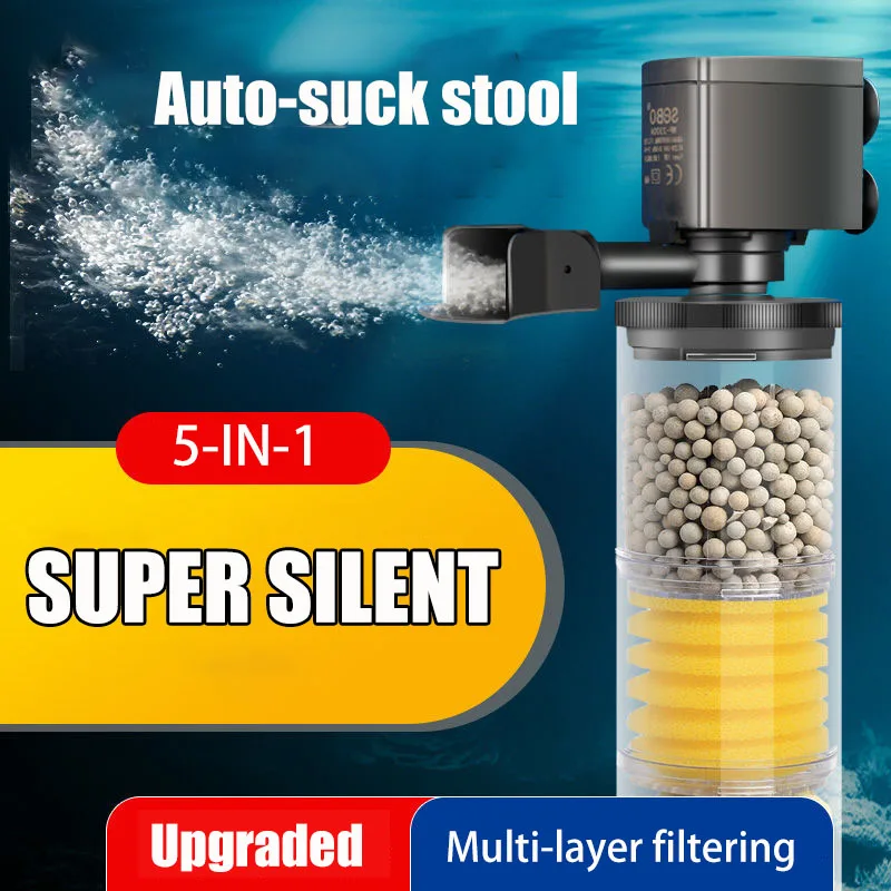 220V 50Hz Silent Filter for Aquarium Turtle Fish Tank Submersible Water Pump Bio Sponge Skimmer Waves Maker Filters Accessories
