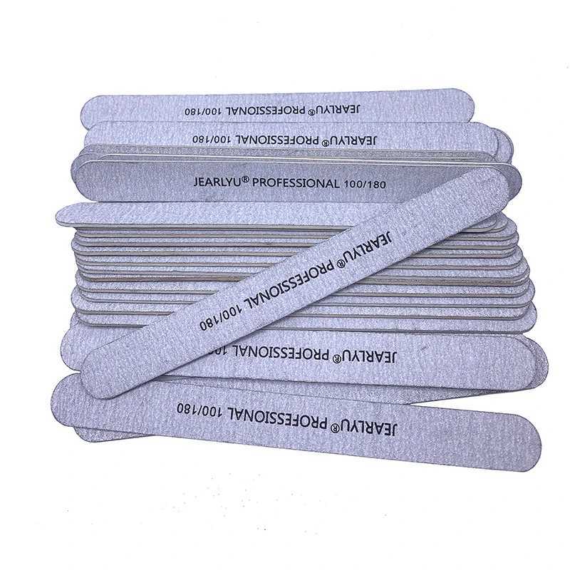 10 pieces/batch of grey wood nail files sanding and polishing professional accessories 100/180 grit lime A Ongle Manicure foot therapy washable art to
