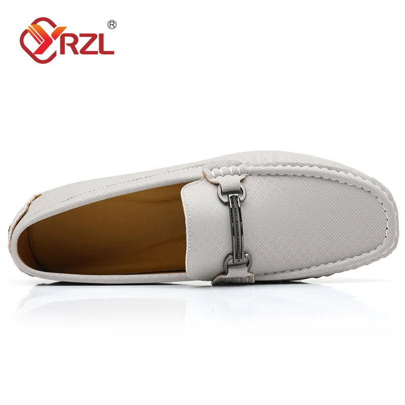 YRZL Genuine Leather Loafers, Comfortable Men's Casual Slip-on Shoes for Driving, Fashionable Handmade Footwear