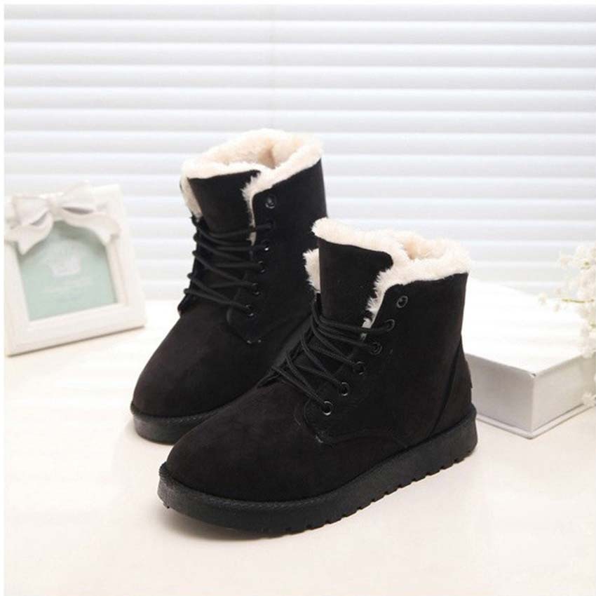 Winter Korean version warm lace up Martin cotton shoes and boots