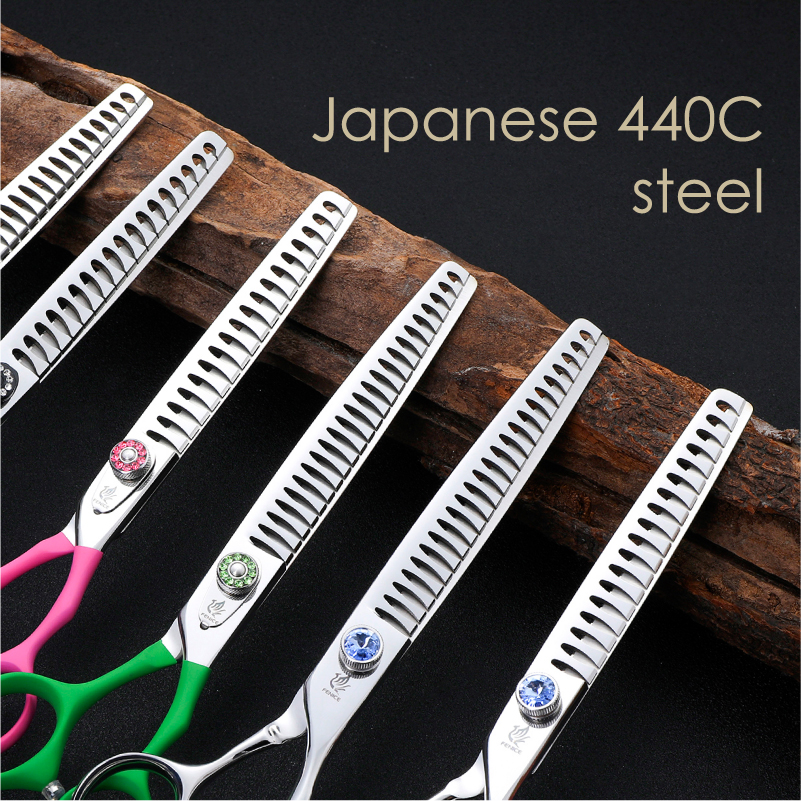 Fenice Pet Scissors 7/7.5/8 inch Dog Grooming Chunker Shark Scissors Trimming Thinning Shears Thinning Rate about 75%