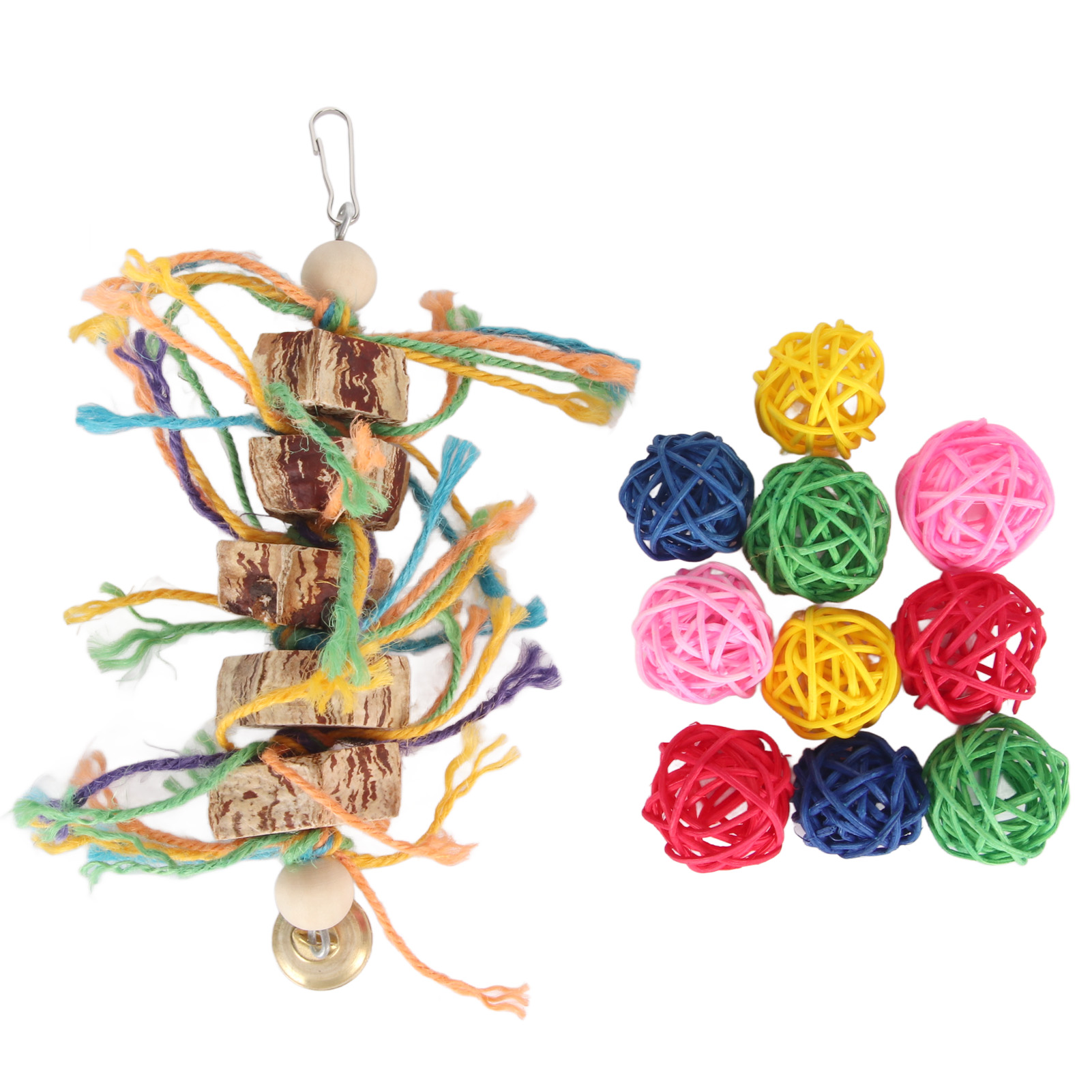 Parrot Chew Toys Fun Innovative Nuts Hemp Rope Bird Rattan Balls Chew Toys For Parakeets Cockatiels Conures Budgie