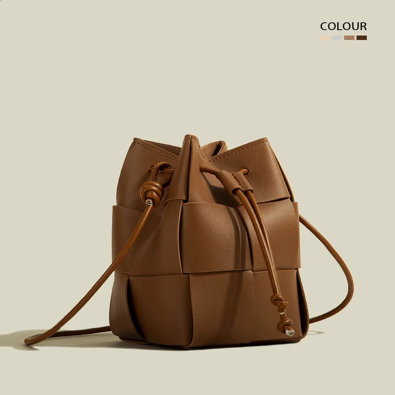 Small Drawstring Bucket Crossbody hot Bag - Woven Handbag for Women