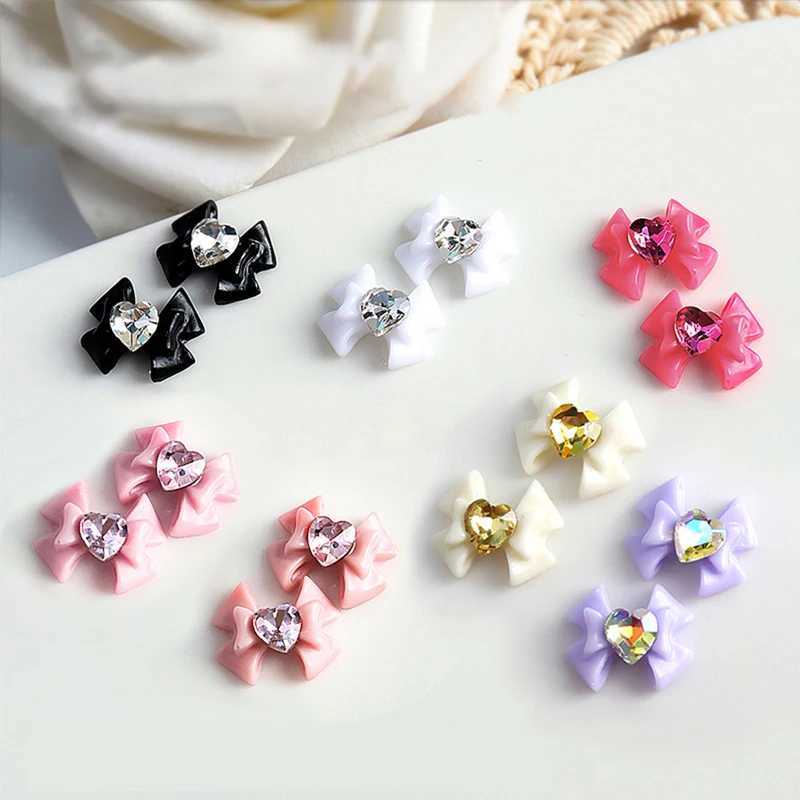 10Pcs 5Pcs Retro Simple Tie 3D Nail Charm Bow Ribbon Resin Love Diamond Crystal Nail Art Decoration W240829