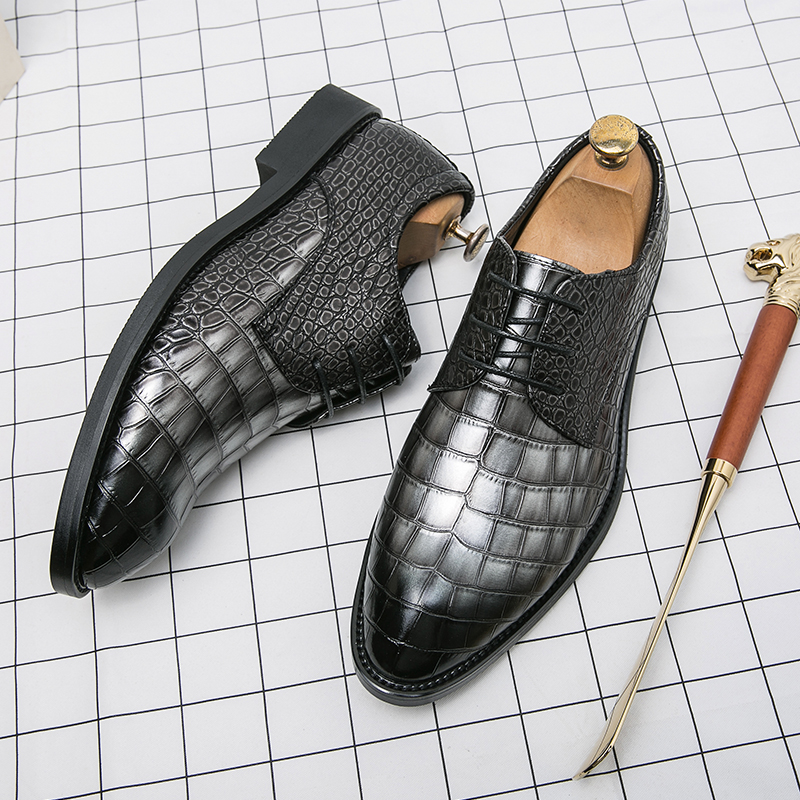 Big Size 38-46 Mens Oxford Shoes Fashion Leather Crocodile Print Men's Dress Shoes Classic Business Formal Shoes for Men Casual