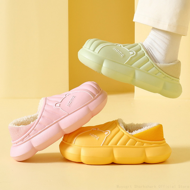 New Women Men's Winter Thick Soles Home Quality Plush Men Waterproof Eva Lovers Household Cotton Slippers Shoe 87Fb