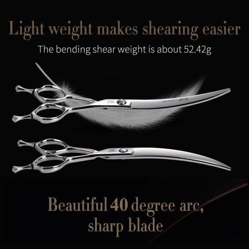 Fenice Prfessional ATS3147 steel 7.0 Inch Up and Down Curved Scissors Pet Dog Grooming Scissors Shears Pet Scissors