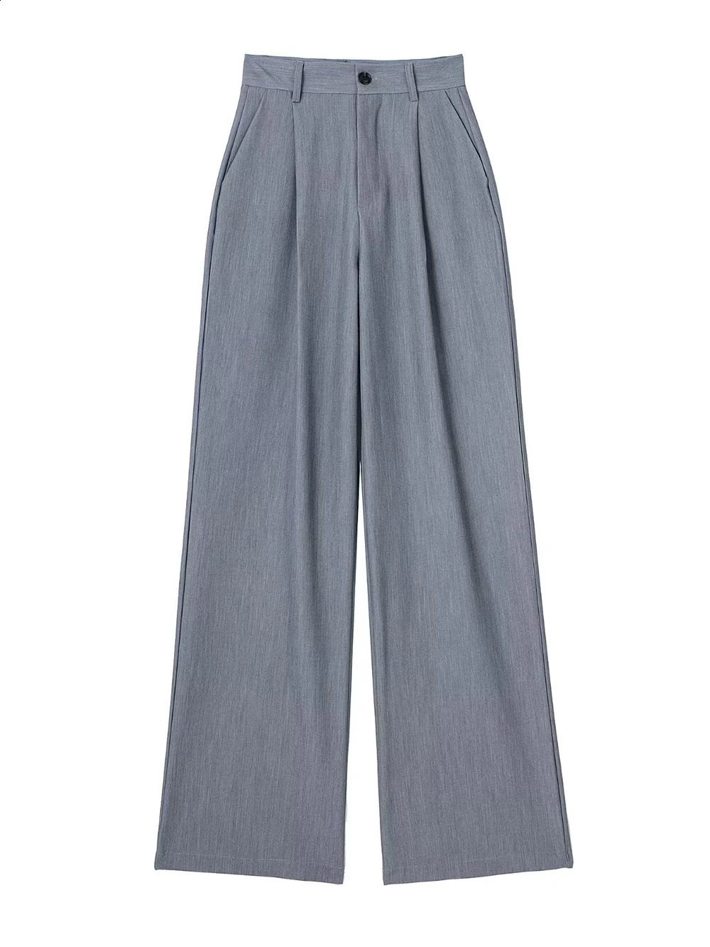 Wixra Women Casual Pants Zipper High Waist Package Striped Office Lady Stylish Loose Straight Trousers Z260314