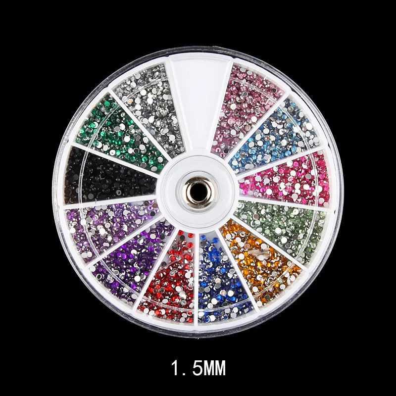 Mix 12 colors 1.5mm 2MM 3MM sparkling stone 3D nail rhinestone beads handmade DIY nail art decoration wheel accessories W240829