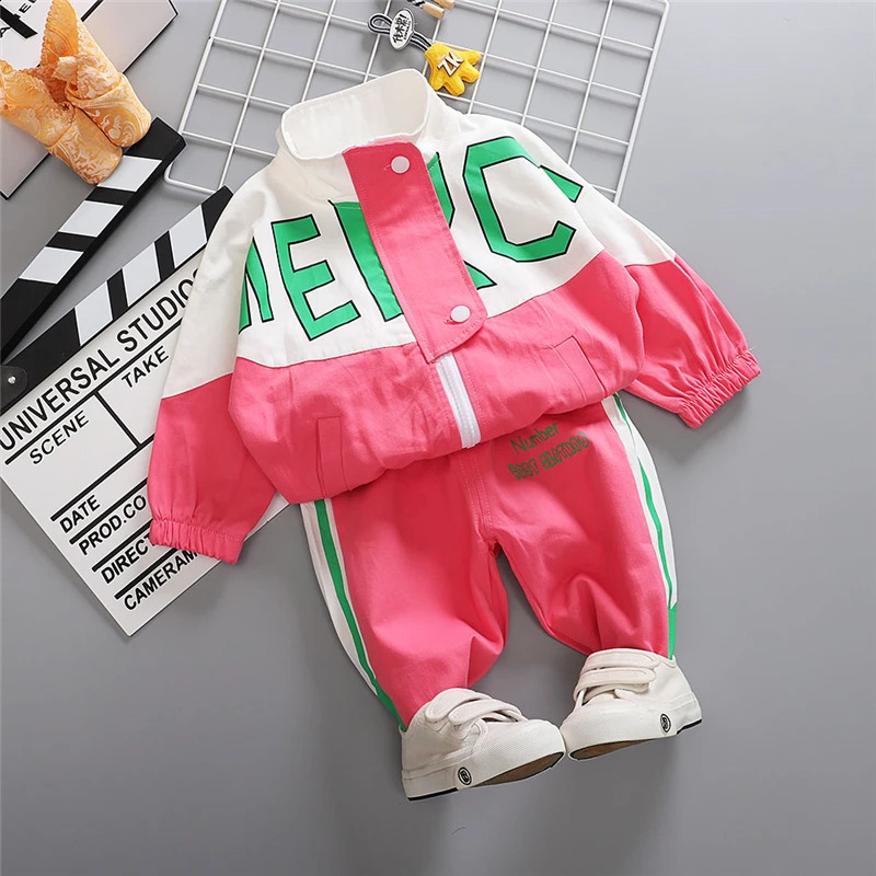 Fashion Spring Autumn Baby Girl Clothes Children Boys Casual Letter Jacket Pants 2PcsSet Toddler Cotton Costume Kids Tracksuits 250114