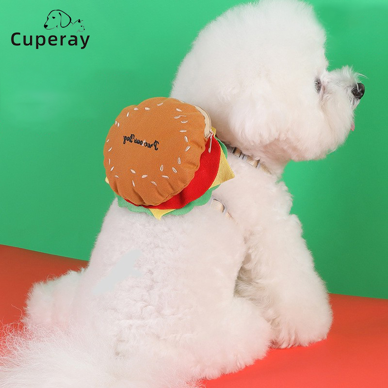 No Pull Dog Harness with 150cm Dog Leashes,Lightweight Soft Adjustable No Choke Escape Proof Pet Harnesses Vest with Hamburger