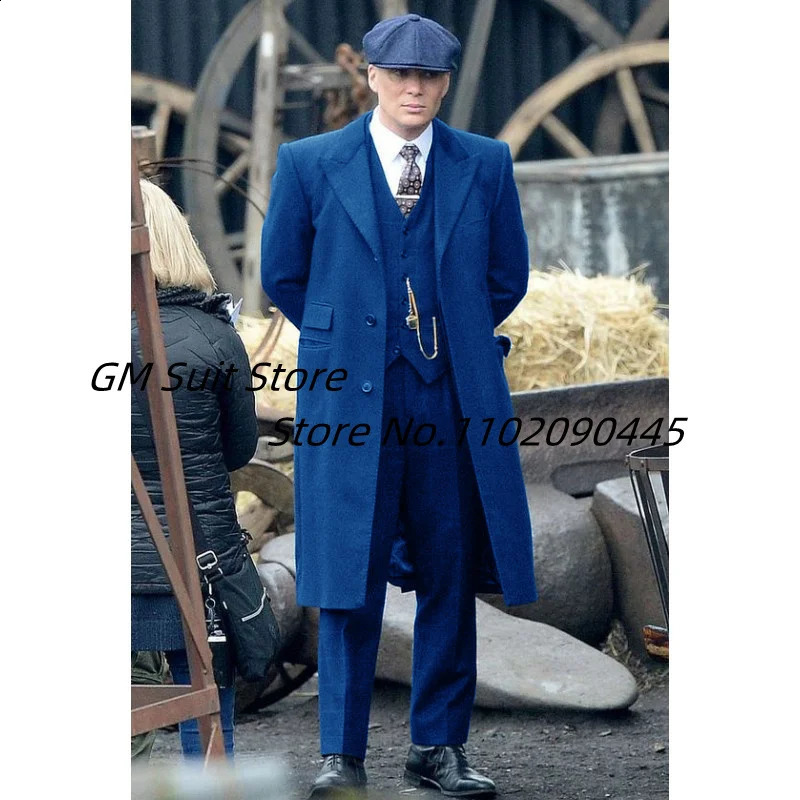 Mens 3-piece set with a collar ultra-thin fit single breasted autumn and winter wool jacket warm solid color British style 240829
