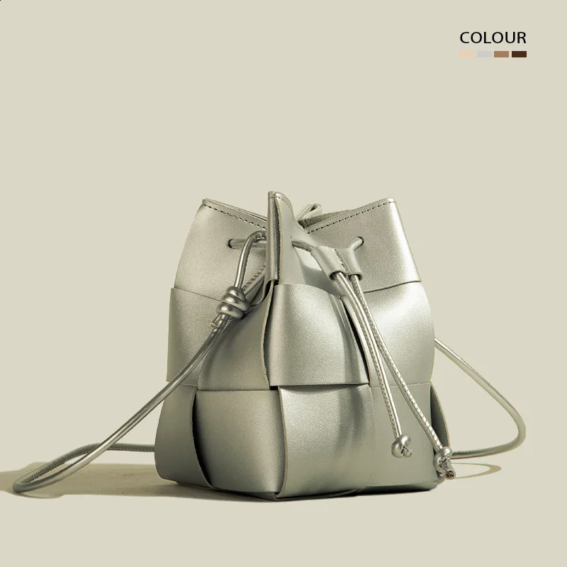 Small Drawstring Bucket Crossbody hot Bag - Woven Handbag for Women