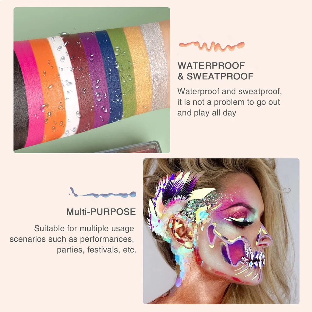 Imagi 16 Color Painting Professional Abstract Palette Suitable for Childrens Halloween/Art Party Fancy Makeup 240829